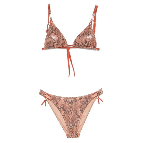 Pin Up Women Snake Print Triangle Bikini - Picture 1 of 2